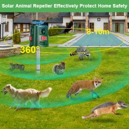 Outdoor Solar Ultrasonic Animal Repelente, Impermeável dissuasor, Piscando Luz LED, Cão, Gato, Ratos, Jardim, Fazenda, Dirigir - Image 3