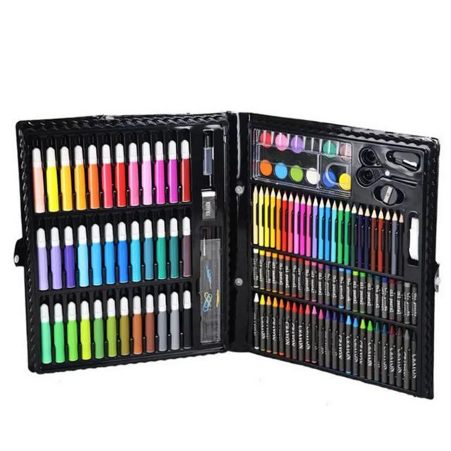 Kit Completo de Materiais Artísticos: 150 Canetas Marcadoras Coloridas, Lápis de Pintura, Lápis de Óleo e Pincéis Infantis para Criatividade sem Limites