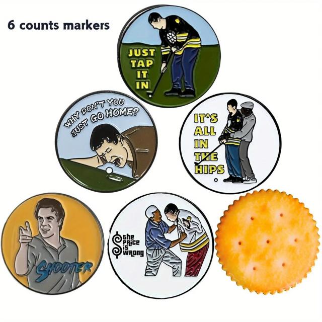 Conjunto de 6 Marcadores de Bola de Golfe Engraçados - Acessórios de Golfe para Homens