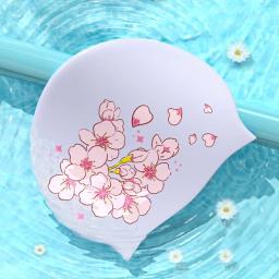 Flor Imprimir Silicone Natação Cap, Impermeável, Esporte Aquático Chapéus, Stretch Diving, Acessórios de piscina, Mulheres adultas e meninas - Image 2
