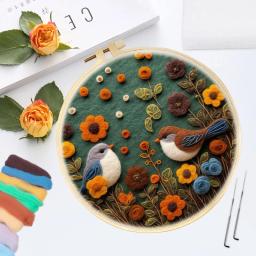 Chenistory kit de feltro de lã com moldura, agulhas de feltragem, ferramenta de feltro de lã animal, faça você mesmo, pintura de feltragem de lã, decoração de casa - Image 2