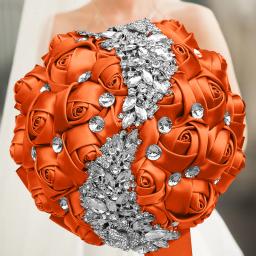 1pc/lote borgonha vermelho bouquet de casamento de noiva artesanal rosa bouquet de noiva de casamento - Image 2