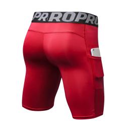 Shorts de compressão masculino, roupa íntima anti-atrito, camada base, secagem rápida, shorts de corrida com bolsos para treino e atividades de ginástica - Image 2
