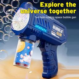 Pistola de bolhas totalmente automática, máquina de bolhas de foguete, soprador automático com brinquedo líquido de bolhas para crianças, praia, presentes de bolhas ao ar livre - Image 2