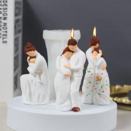 Moldes de vela de silicone para decoração doméstica, abraço família 3D, artesanato de gesso, resina fazendo materiais, molde de sabão artesanal DIY - Image 1