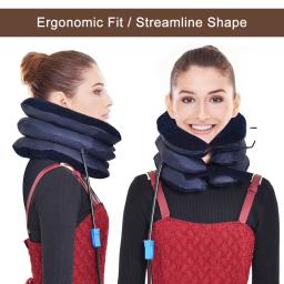 Massageador De Pescoço Com 3 Camadas Para Alívio Da Dor, Almofada De Ar Inflável, Suporte De Tração De Pescoço Cervical, Cinta De Alongamento Do Pescoço - Image 2