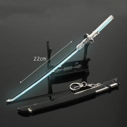 Samurai Espada Liga Katana Ornamento, Engolido Estrela Arma Modelo, Peripheral Ninja Chaveiro Coleção, Brinquedos de Presente para Meninos, 22cm - Image 1