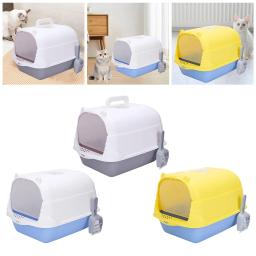 Caixa de areia para gatos com tampa, sandbox durável destacável, gatos interiores com porta frontal, suprimentos para animais, vaso sanitário fechado - Image 4