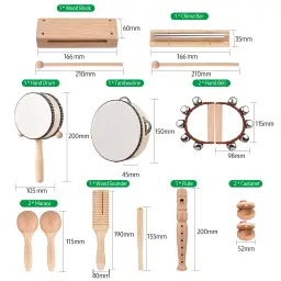 13 pçs crianças presentes de educação precoce instrumentos musicais brinquedos com saco de transporte instrumentos de percussão de madeira para crianças - Image 4