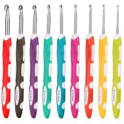 Agulhas de crochê de alumínio com aderência colorida, agulhas de tricô, mão tricotada, processo DIY ferramenta, novo - Image 1