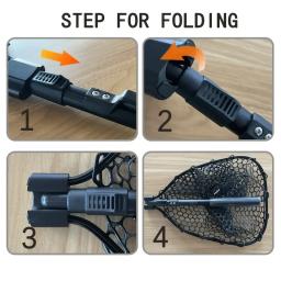 Rede de pesca dobrável portátil, 29.33 polegadas de comprimento, leve, estrutura de liga de alumínio, rede de pouso para água doce, 1 peça - Image 4