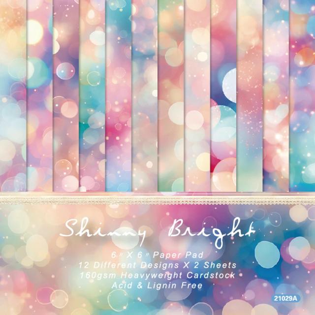 Papel Brilhante KLJUYP para Scrapbooking - Pacote com 24 Folhas de 6"x6" para Artesanato DIY e Fundos Criativos