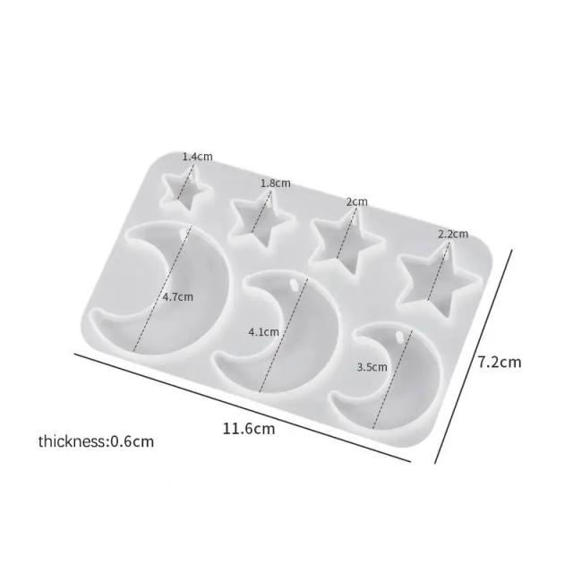 Resina Epóxi Silicone Mold para Brinco DIY, Gota Forma Mold, Pingente, Molde de Fundição Jóias, Estrela, Lua, Quadrado