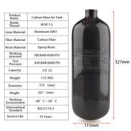 Cilindro De Gás De Fibra De Carbono De Mergulho HPA, Estação De Mergulho, Tanque De Ar De CO2, CO2 Macio, M18 x 1.5, 300Bar, 4500PSI, apto para Snorkeling, Aquário De Água, 2.0L - Image 6