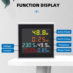 Voltímetro com display digital 6 em 1, amperímetro, tensão de corrente, frequência, medidor de energia, monitor ac, 100a, kwh, luz de sinal, indicador 22mm - Image 3