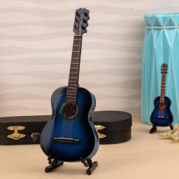 Modelo clássico de guitarra folclórica de madeira, Decoração Mini Instrumento Musical, Presente para Quarto e Sala de Estar, 10cm - Image 4