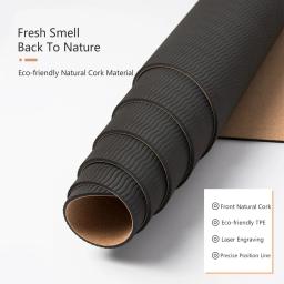 Natural Cork TPE Impresso Yoga Mat com Saco, Antiderrapante Esterilla Pad, Absorvente de Suor, Home Fitness, Ginástica, Pilates, 4mm - Image 5