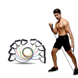 Bandas de resistência com alças para homens e mulheres, equipamento de treinamento de força, tubo ajustável, corda, exercício, casa, treino - Image 3
