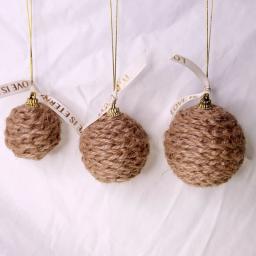 Bolas De Corda De Juta De Algodão Artesanal, Ornamentos Pendurados Para Decorações De Árvore De Natal, Presente De Charme Rústico, 3Pcs - Image 3