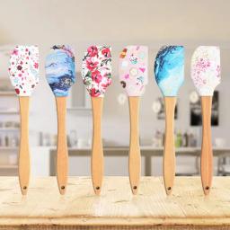 Espátula de silicone antiaderente com cabo de madeira, bolo de creme, tortas, raspador de pizza, liquidificadores de pastelaria, massa de manteiga, misturador - Image 6