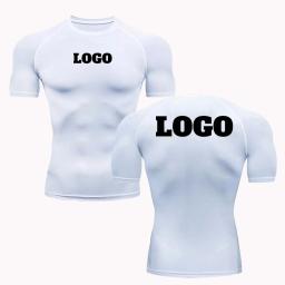 Camisas de compressão personalizadas com seu próprio logotipo para homens, camiseta esportiva, impressa, personalizada, corrida, treino, academia, secagem rápida, 2021 - Image 3