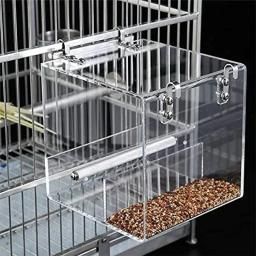 Recipiente acrílico da gaiola da calopsita, Alimentador do coletor, sem copo pendurado, Mess Food, Bandeja de periquito, Semente para prato do pássaro - Image 5