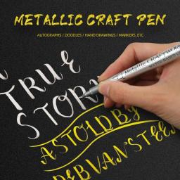 Metálico impermeável permanente pintura marcador canetas, ouro prata cor escova, DIY resina epóxi molde, artesanato desenho caneta, estudante marcador - Image 4