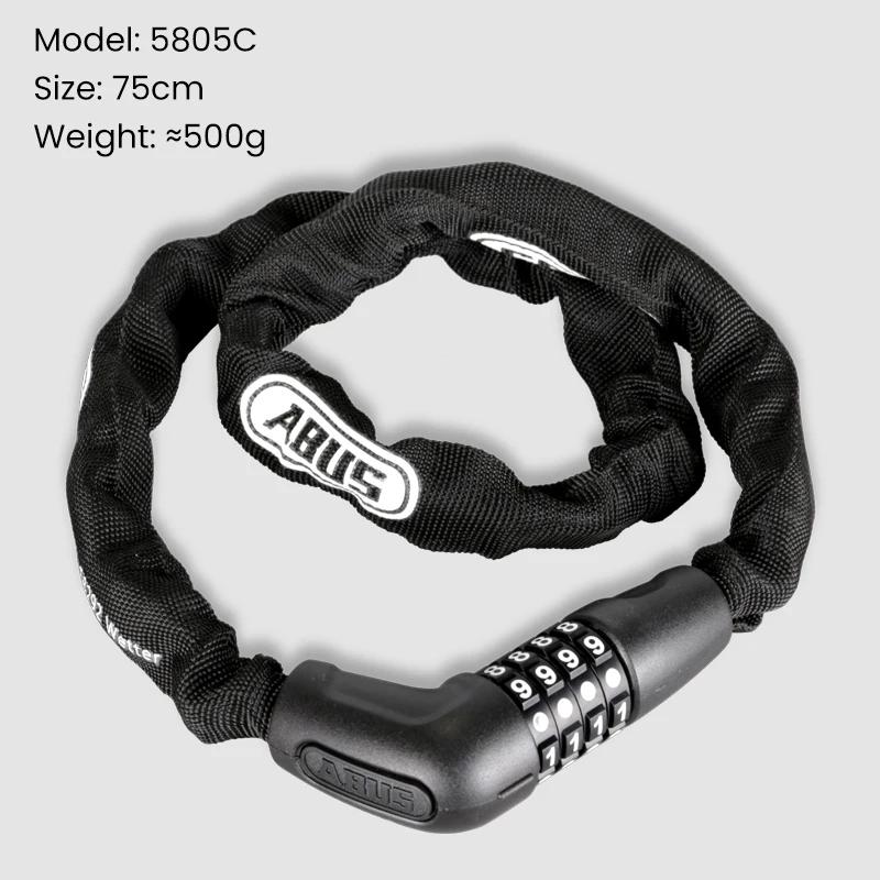 ABUS Bicycle Anti-Theft Lock, Senha de 4 dígitos, 5805, 6800 Key, MTB, Road Bike, Cadeia, Scooter, E-Bike, Acessórios de ciclismo - Image 1