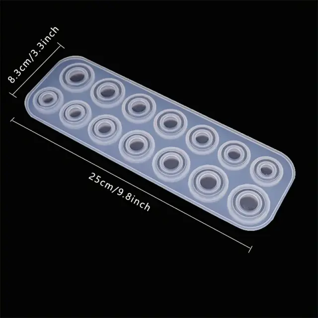 Kit Completo de Moldes de Silicone para Anéis: Formas Redondas e Rombas, Fácil Desmolde e 14 Tamanhos para Jóias Personalizadas