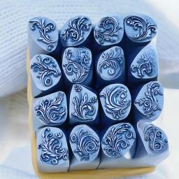 Ferramenta de estampagem de aço para joias Design de flores Selos de metal Padrão de folhas de ramos Punch de couro - Image 1