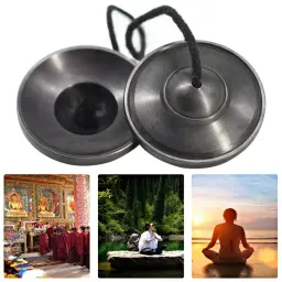 1pc tibetano sino handcrafted cobre sino para meditação yoga tradicional nacional instrumentos de percussão templo budista - Image 2