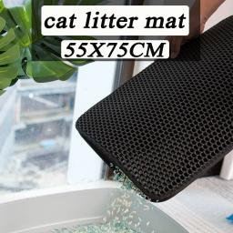 Impermeável dupla camada pet litter mat, caixa de vaso sanitário gato, areia antiderrapante, lavável suprimentos limpos - Image 2