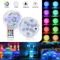 Luz subaquática LED Night Light RGB submersível, Luz de piscina para exterior, vaso, tanque de peixes, lagoa, discoteca, festa de casamento, 10LEDs - Image 1