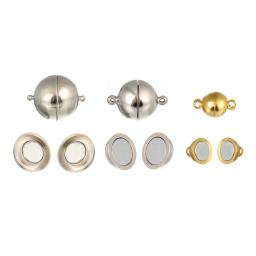 Fortes fechos magnéticos para fazer jóias, forma de bola redonda, conectores de fivela final, pulseira DIY e colar Descobertas, 5 conjuntos por lote - Image 3