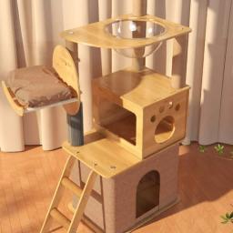 Torre de gato multifuncional, árvore de escalada e arranhando, placa de poste de sisal, casa villa com células, grande jumptoy - Image 5
