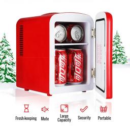 Mini Multifunctional Refrigerador de Coca-Cola, cosméticos, cerveja, bebida, refrigerador, aquecedor, dormitório, refrigerador para o carro, casa, 4L, 12V, 220V - Image 2