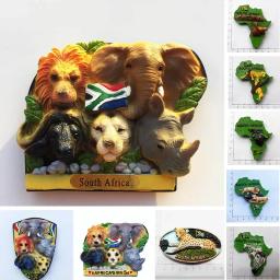 África do Sul 3D Lembranças Animais, Ímã de geladeira, Frigorífico Adesivo, África's Big Five, Resina Pintado Artesanato, Idéia do presente, 3D - Image 1