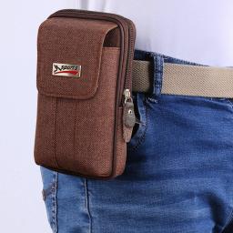Bolsa de cinto de lona masculina, dupla camada, cintura de corrida, zíper, cinto de fitness - Image 5