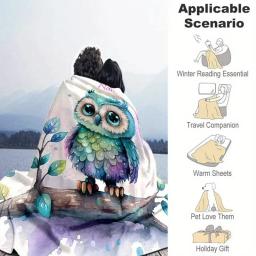 1pc cobertor de nome personalizado, cobertor de texto com padrão animal de coruja personalizado, cobertor de cochilo de quatro estações para viagens ao ar livre e lazer - Image 5