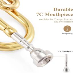 SLADE Bb Conjunto de trompete dourado padrão Trompete de latão para iniciantes Estudante Instrumento de trompete com casca dura 7C Ventilador Luvas Peças - Image 2