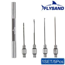 Flysand 5 em 1 kit de agulha de isca de pesca de carpa conjunto de ferramentas isca boilie broca stringer agulha antiderrapante alça de liga de alumínio - Image 1