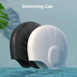 Touca de natação à prova d'água - Alta elasticidade, proteção para as orelhas, touca de mergulho grande de silicone para maior conforto e durabilidade - Image 2