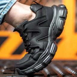 Novos sapatos de segurança femininos anti-esmagamento anti-punctura sapatos de trabalho respirável leve tênis de trabalho indestrutíveis sapatos femininos botas - Image 5