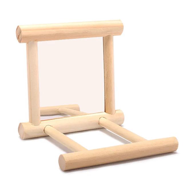Brinquedo Interativo de Madeira para Aves com Poleiro - Ideal para Papagaios, Periquitos, Calopsitas, Conures e Lovebirds