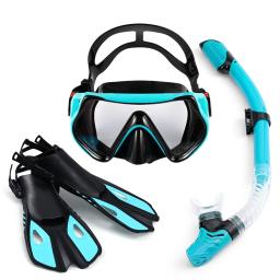Máscara De Mergulho Profissional E Snorkel, Equipamento De Mergulho, Snorkeling De Ângulo Largo, Barbatanas De Barbatanas, Flipper Panorâmico - Image 2