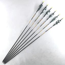 6/12 pçs tiro com arco de carbono puro, eixos de flecha spine350 400 450 500 600 700 750 800 900 id 4.2mm arco recurvo longbow caça tiro - Image 4