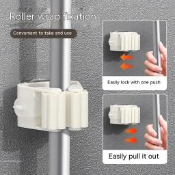 Multi-Purpose Wall Mount Mop e suporte de vassoura, prendedores de cremalheira, armazenamento sem perfuração, organizador do banheiro, eletrodoméstico - Image 2