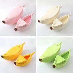 Cama de banana portátil para gato, tapete engraçado e bonito, aconchegante e quente, cesta durável, canil para cão, suprimentos gato, multicolor - Image 5