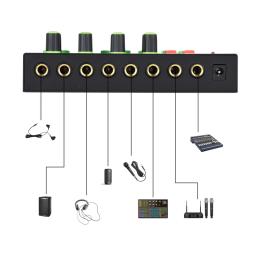 Misturador de áudio estéreo portátil, amplificador de auscultadores, botão ajustável de volume leve para guitarra, TV, celular, Record Studio, 4 canais - Image 4