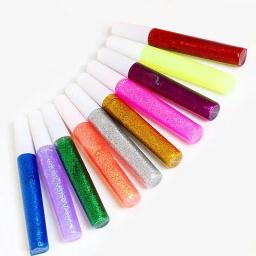 10 cores conjunto de glitter em pó adesivo crianças diy artesanato de papel arte pintura desenho cola líquida pigmento prego gel caneta - Image 2